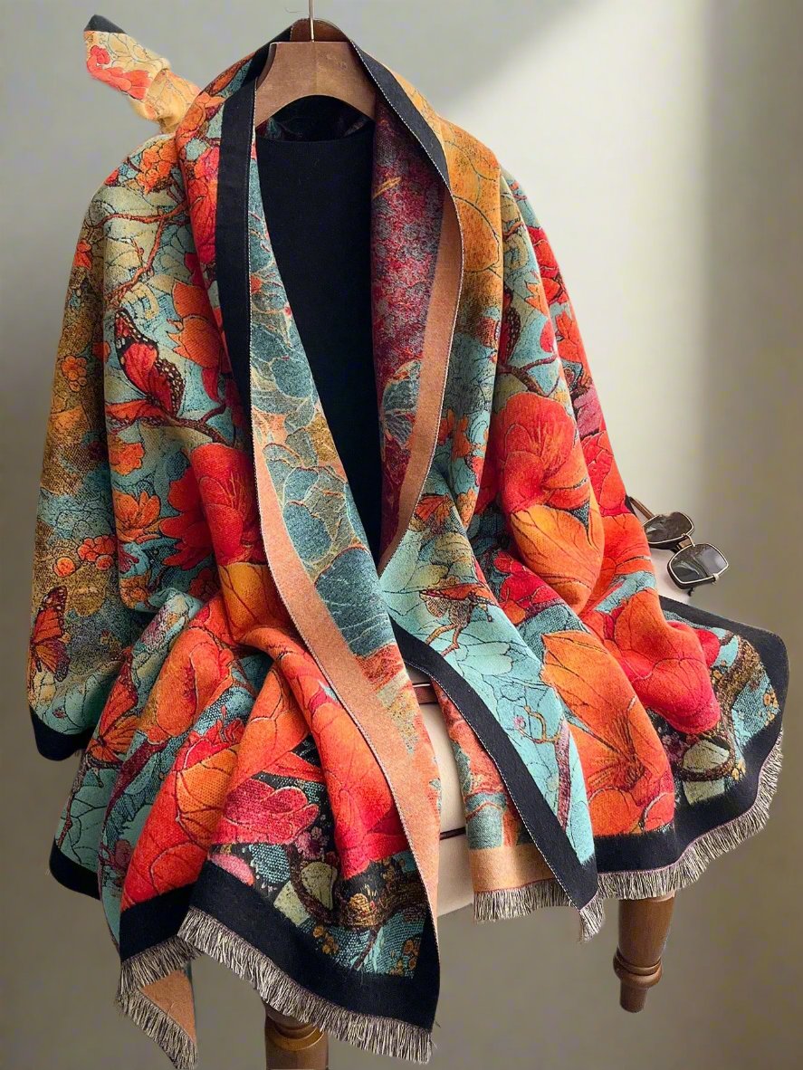 Elevate your fall and winter style with our Chic Vintage Floral Jacquard Knit Scarf. Made with high-quality materials, this scarf adds a touch of elegance to any outfit. The intricate floral jacquard design adds a vintage feel, making it the perfect accessory for the season. Stay warm and fashionable with this must-have piece.