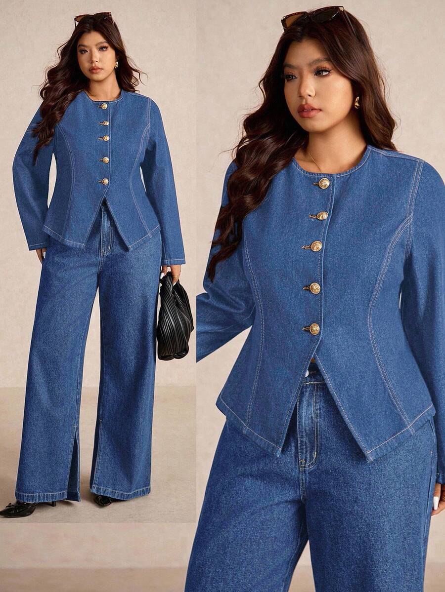 Throw on this oversized dark blue denim jacket and instantly level up your fall wardrobe. The vintage-inspired cut gives you that effortlessly cool vibe, while the gleaming gold buttons add just the right touch of polish. Perfect for layering over everything from tees to dresses, this jacket is your new go-to for casual Fridays, weekend adventures, or whenever you need to look put-together without trying too hard. Denim never goes out of style—especially when it looks this good.