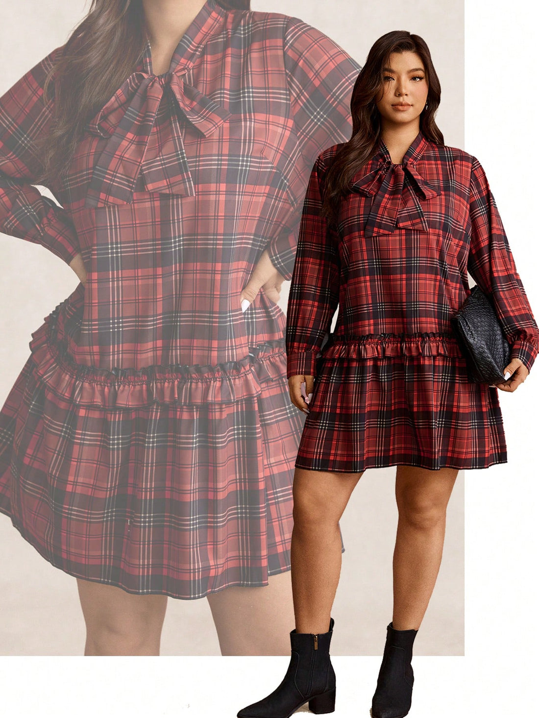 Embrace timeless elegance with this enchanting plaid dress that whispers French romance at every turn. The delicate ruffle detailing and charming bowknot neckline create an irresistibly feminine silhouette perfect for autumn and winter adventures. Whether you're commuting through the city or enjoying a cozy weekend, this vintage-inspired piece effortlessly transitions from day to night. The classic plaid pattern adds a touch of nostalgic charm while remaining utterly modern and versatile. Dress it up with h