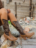 Introducing our chic Western embroidered cowgirl boots, the perfect addition to your fall and holiday style! These stylish boots feature intricate embroidery and a classic cowgirl design, bringing a touch of elegance and charm to any outfit. Elevate your fashion game and make a statement with these must-have boots!