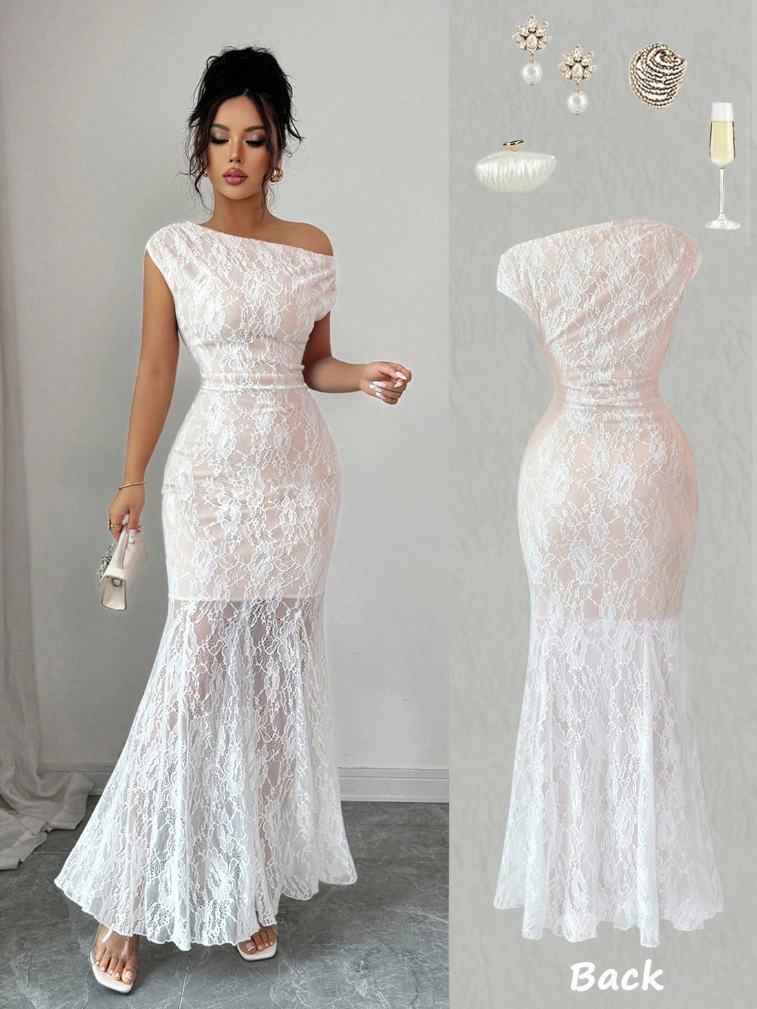 Elevate your wardrobe with this stunning white lace dress that's equal parts elegant and effortless. The chic oblique shoulder design creates a flattering, modern silhouette that works beautifully for casual outings or dreamy vacation getaways. Crafted with delicate lace detailing, this piece brings a touch of sophistication to any occasion while keeping things light and breezy. Perfect for those moments when you want to look put-together without trying too hard—because looking fabulous should always feel f