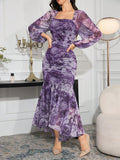 Get ready to turn heads in this Chic Women’s All-Over Print Ruffle Long Sleeve Dress. With its playful ruffles and versatile length, this dress is perfect for any evening event. Stay stylish and comfortable all night long in this unique and fun dress.