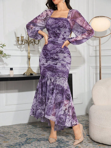 Get ready to turn heads in this Chic Women’s All-Over Print Ruffle Long Sleeve Dress. With its playful ruffles and versatile length, this dress is perfect for any evening event. Stay stylish and comfortable all night long in this unique and fun dress.