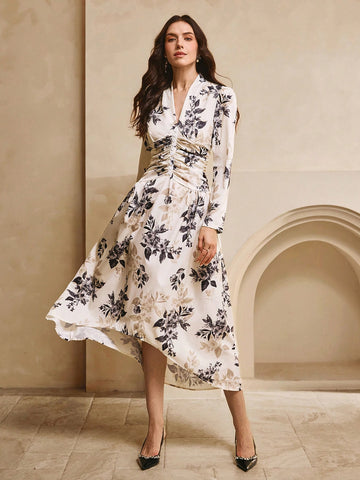Elevate your wardrobe with this stunning apricot printed long dress that's perfect for turning heads at fall gatherings and festive celebrations. The eye-catching print adds personality while the elegant asymmetric hem creates a modern, sophisticated silhouette that flatters every frame. Whether you're heading to a dinner party or a special occasion, this chic piece effortlessly transitions from day to night. Comfortable, versatile, and undeniably stylish—your new go-to dress awaits!