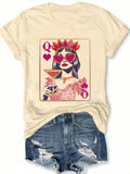 Add a splash of fun to your wardrobe with this Chic Women's Apricot Queen of Hearts Graphic T-Shirt. Its vibrant apricot hue and playful heart design make it a standout piece for any casual outing. Lightweight and comfy, it’s perfect for layering or wearing solo all year round. Embrace your inner queen and let your style shine with this charming tee!