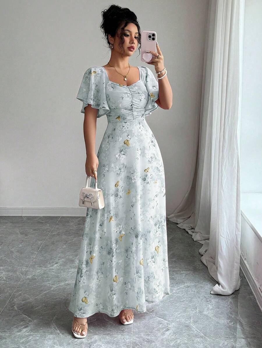 Float through summer days in this playful chiffon dress, featuring a delicate butterfly print and breezy batwing sleeves. Its light, airy fabric keeps you cool while the sweet French-inspired design adds a touch of charm to your wardrobe. Perfect for sunny strolls or garden parties, this dress blends comfort with effortless style.