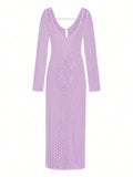 Be the center of attention in our Chic Women's Deep V-Neck Hollow-Out Long Sleeve Sweater Dress. The deep v-neck and hollow-out design add a sexy touch to this cozy sweater dress. Perfect for a night out or a casual date, this dress will make you feel confident and stylish. (Warning: may attract too much attention!)