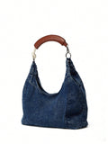 Elevate your everyday style with this playful denim-effect tote bag featuring a unique wooden handle that adds a touch of natural charm. Spacious and sturdy, it’s perfect for work essentials, date night must-haves, or simply all your daily favorites. Ready to turn heads and keep up with your busy life in style!