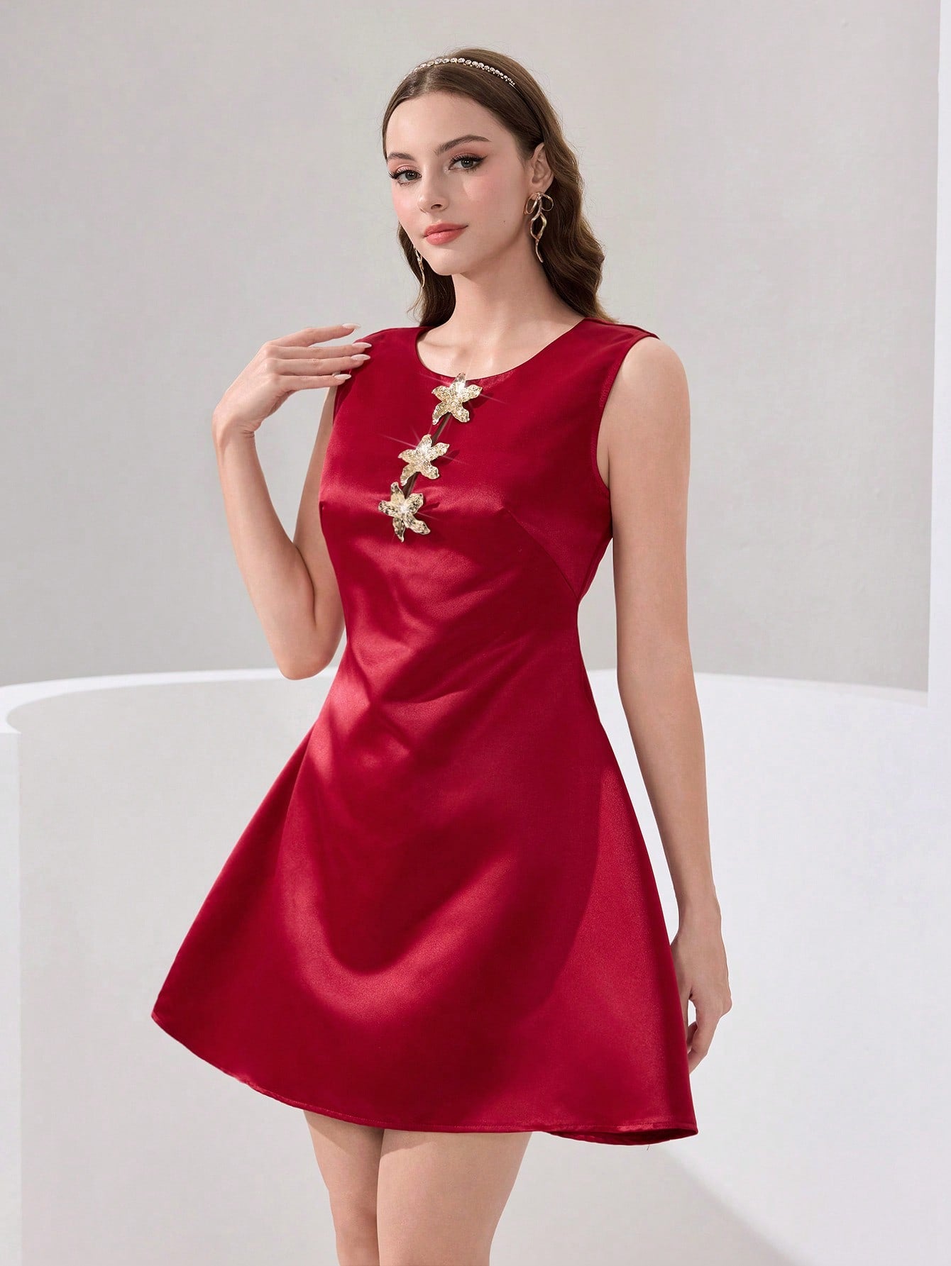 Elevate your summer wardrobe with this chic mini dress that effortlessly blends sophistication and fun. Featuring eye-catching metal accents that catch the light just right, this piece transforms any casual outing into a stylish moment. The elegant silhouette flatters your figure while keeping you cool and comfortable through warm days and breezy evenings. Perfect for brunch dates, weekend adventures, or spontaneous outings—slip it on and let the compliments roll in. A versatile essential that proves summer