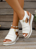 Step into summer fun with these chic women's peep toe wedge sandals! Featuring a stylish buckle strap, they offer a secure fit while adding a flirty touch to your beach outings. The comfortable wedge heel gives you just the right lift to stroll sandy shores or boardwalks with ease and confidence. Perfect for sunny days and playful adventures!