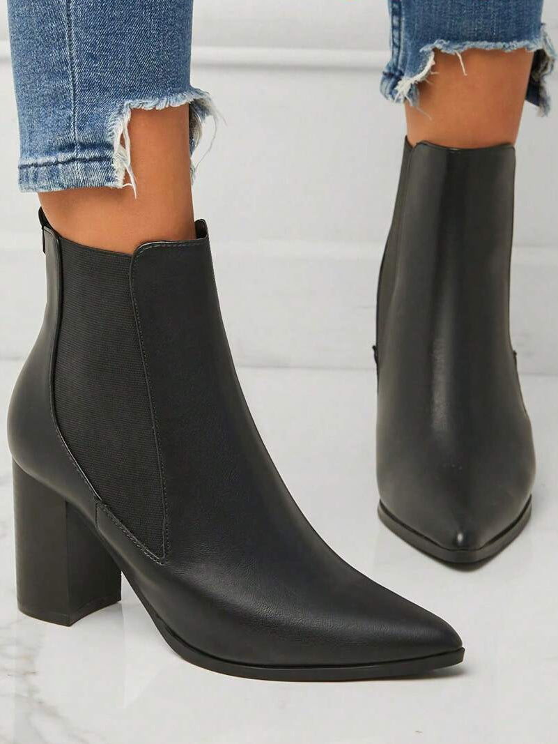Step into style and comfort with these chic women's pointed toe Chelsea boots. Featuring a trendy chunky heel, they add a playful edge to your autumn and winter outfits while keeping you cozy. Perfect for city strolls or casual outings, these boots blend classic design with modern flair to elevate your seasonal wardrobe effortlessly.
