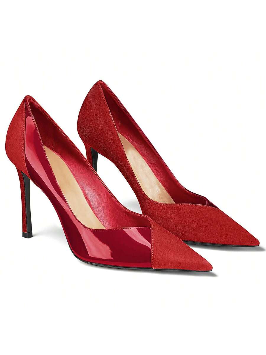 Step into style with these chic pointed toe stiletto heels blending sleek patent shine and soft suede. Perfect for dazzling at the office, turning heads at parties, or dancing the night away at weddings. Elevate any outfit with a playful touch of elegance and confidence!