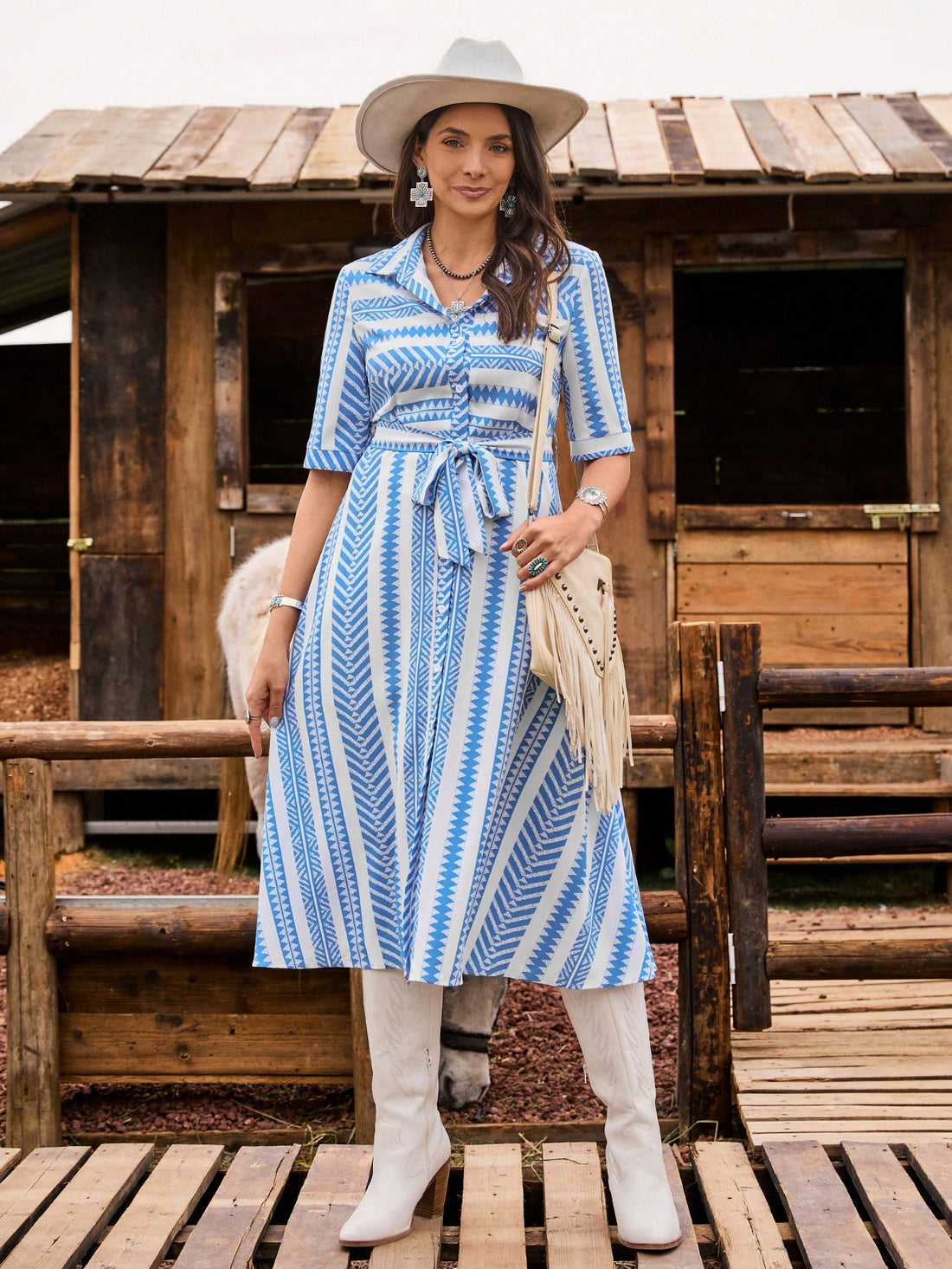 Twirl into summer with this eye-catching printed midi dress that's ready for all your warm-weather adventures! The breezy silhouette keeps you cool during beach strolls, while the chic design transitions effortlessly to casual brunches and evening gatherings. Slip it on, add your favorite accessories, and you're instantly vacation-ready – no passport required!