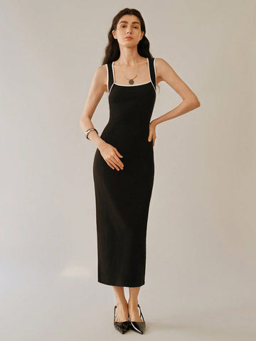 Add some playful edge to your wardrobe with our Chic Women's Sleeveless Knitted Dress! Featuring a stylish cutout back and a bold black and white color block design, this dress is perfect for any occasion. So go ahead, make a statement and rock this unique and fun dress.