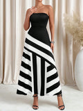 Get ready to turn heads in this chic strapless maxi dress! With its contrast color design, it's the perfect choice for Valentine's Day or any summer boho vibes. Guaranteed to make a statement and keep you looking effortlessly stylish. (Just don't forget the sunscreen!)