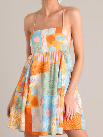 Step into summer fun with this chic women's beach cami dress! Featuring a breezy sleeveless design and an open back, it keeps you cool while turning heads. The playful seashell print adds a touch of seaside charm, perfect for sunny days by the shore or casual outings. Lightweight and stylish, this dress is your go-to for effortless summer vibes.