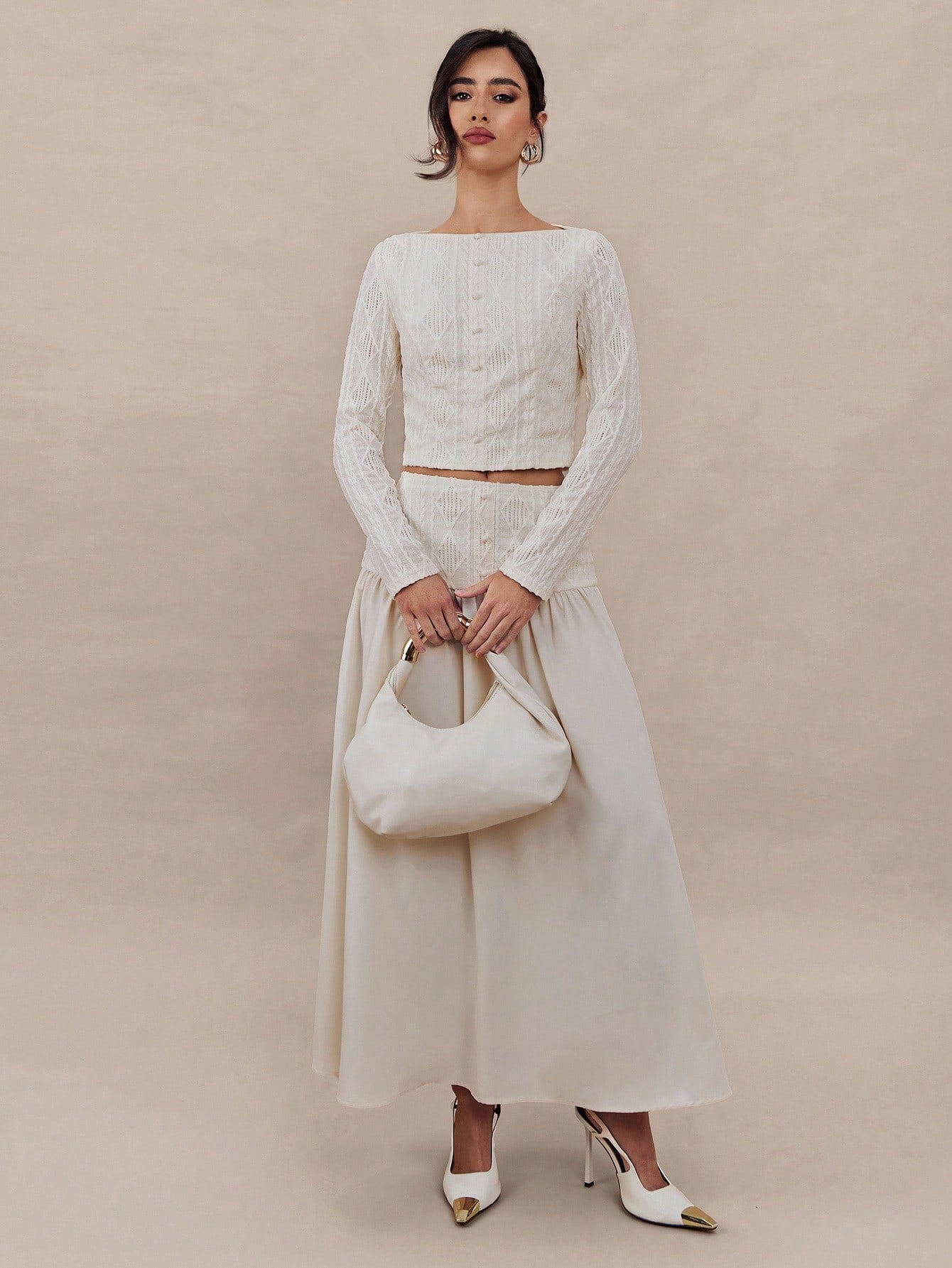 Elevate your everyday style with this fabulous two-piece co-ord set that's ready for anything! The textured boat neck top features long sleeves for a polished look, while the matching midi skirt creates an effortlessly coordinated ensemble. Perfect for brunch dates, office days, or casual outings—just slip it on and feel instantly put-together. Mix, match, or wear together for maximum versatility. This chic set proves that looking good doesn't have to be complicated!