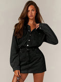 Exude Urban Sophistication in Our Chic Women's Washed Mini Denim Dress!

Experience the perfect fusion of rugged utilitarian texture and sharp, modern tailoring. This stunning washed denim mini dress is meticulously designed for the woman who values a high-fashion, architectural take on everyday wear—the ultimate centerpiece for your morning city commute, creative office environment, and effortless weekend social gatherings.

Authentic Distressed Washed Finish: Crafted from premium denim with a meticulously