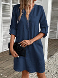 Effortlessly stylish meets playfully chic with our Women's Zipper Half-Placket Roll-Up Sleeve Dress! Made with a half-placket zipper and roll-up sleeves, this dress is perfect for any occasion. Embrace fashion with ease and comfort. (Feel confident and look fabulous!)