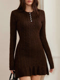Step into cozy chic with this Wool Blend Fish Tail Knit Dress, perfect for autumn and winter vibes. Its soft wool blend keeps you warm while the playful fishtail hem adds a flirty twist to your cold-weather wardrobe. Effortlessly stylish and snug, it's your go-to for turning heads and staying comfy all season long.