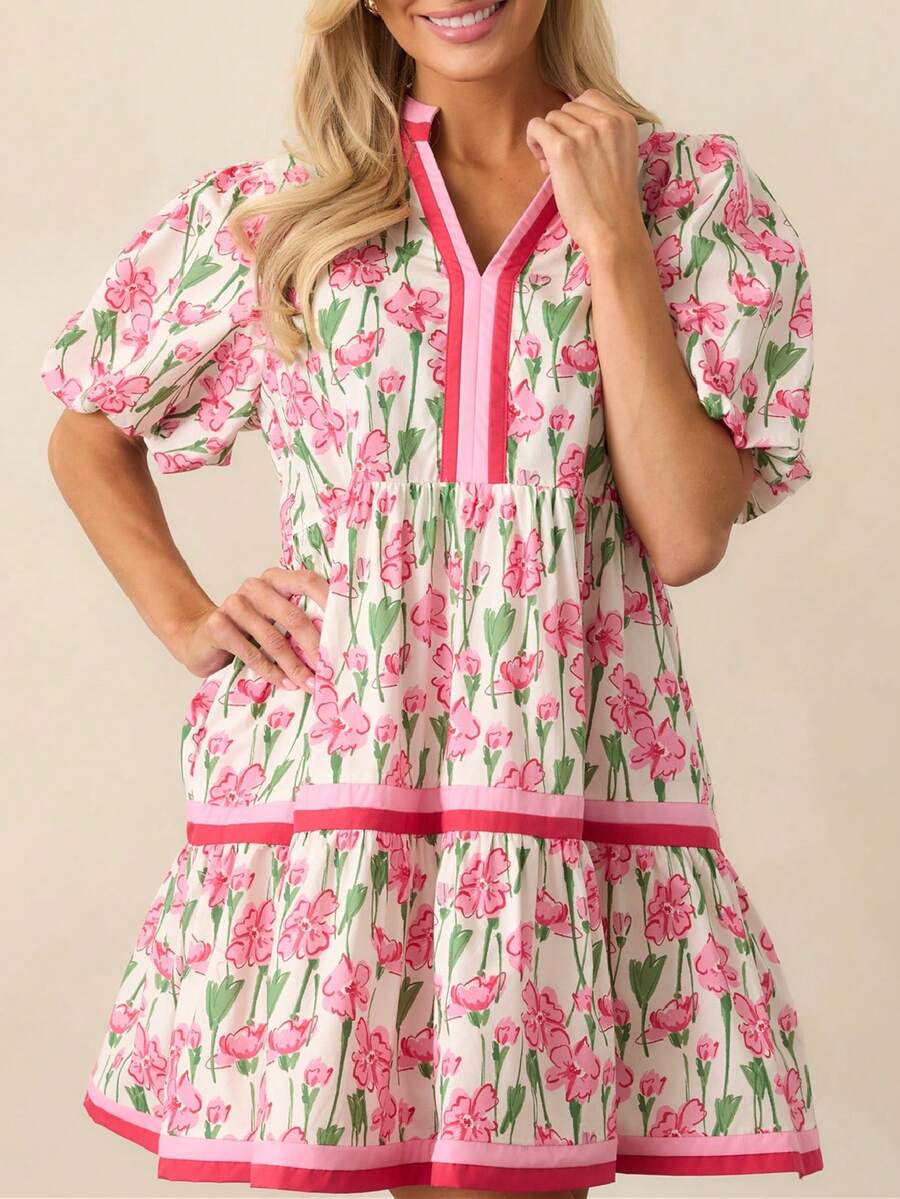 Embrace Y2K nostalgia with this charming babydoll mini dress. Featuring a flattering V-neckline and playful puff sleeves, this A-line silhouette offers a cute, boho-inspired look perfect for any occasion—from beach days to night outs and garden parties. High-waisted design with a regular fit and short hemline creates an effortlessly trendy vibe. Made from breathable 100% polyester with medium stretch for comfort and ease of movement. 