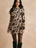 Get ready to turn heads in this chic Y2K bodycon mini dress! With flared sleeves and a velvet mesh design, this dress is both elegant and versatile, perfect for any occasion. Embrace your unique style and stand out in this playful and stylish dress.