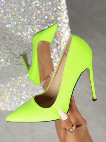 Elevate your style with these chic yellow lycra stiletto heels, perfect for the spring and autumn seasons. Crafted with high-quality materials, these heels provide a comfortable and stylish fit. The vibrant yellow color adds a pop of color to any outfit. Experience the perfect balance of fashion and functionality.