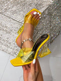 Experience glamour and style with our Chic Yellow Pyramid High Heel Mules. These elegant party slide sandals feature a trendy pyramid heel design that adds a modern touch to any outfit. The chic yellow color will make you stand out from the crowd while the comfortable fit allows you to dance the night away. Elevate your wardrobe with these glamorous mules.