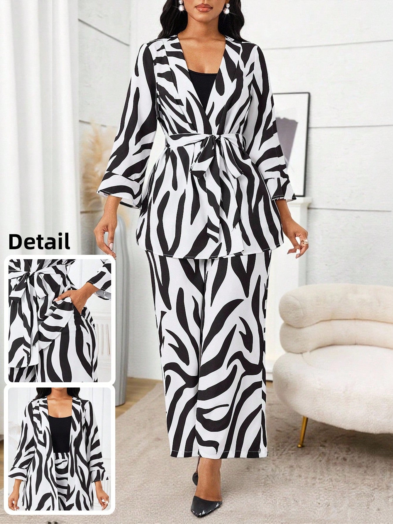 Make a bold statement with this eye-catching zebra print 2-piece set! Featuring a relaxed-fit top paired with comfortable matching pants, this dynamic duo brings instant personality to your everyday wardrobe. The striking black-and-white pattern works effortlessly for casual outings, weekend hangouts, or whenever you want to add a touch of wild style. Mix, match, or wear together—this versatile set gives you endless outfit possibilities with minimal effort. Perfect for fashion lovers who refuse to blend in!