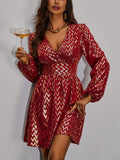 This chic Zigzag Print V-Neck Lantern Sleeve Dress effortlessly combines style and comfort. The unique zigzag print adds a touch of sophistication, while the v-neck and lantern sleeves provide a flattering and comfortable fit. Perfect for any occasion, this dress will elevate your wardrobe and keep you looking effortlessly stylish.