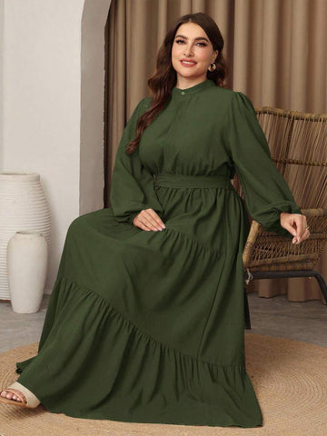 Elevate your everyday style with this fabulous plus-size casual dress that's as fun as it is flattering! The signature cake skirt adds delightful volume and movement, creating a playful silhouette that celebrates your curves. Crafted for all-day comfort, this dress pairs effortlessly with sneakers for casual outings or dresses up with accessories for a night out. Whether you're running errands or meeting friends, you'll feel confident and chic in this versatile wardrobe essential. A must-have piece that pro