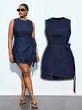 Step out in style with this plus size dark blue denim wrap dress that combines comfort and charm effortlessly. The flattering wrap design and tied bow highlight your curves playfully while providing an adjustable fit. Perfect for casual outings or fun gatherings, this dress brings a touch of denim coolness with a feminine twist.