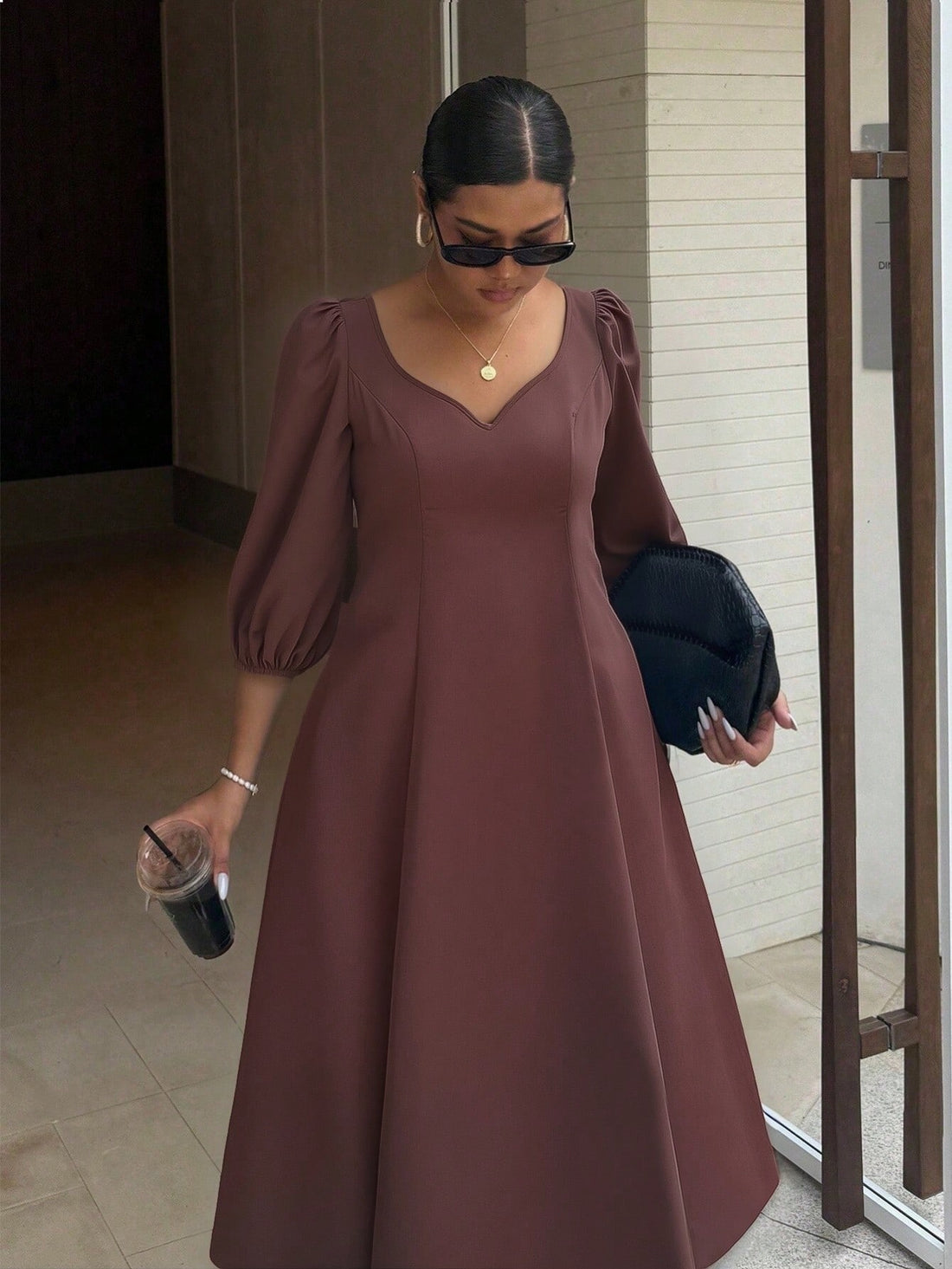 Effortlessly chic, this plus-size V-neck dress is your new go-to for casual days that demand style. The flattering neckline and relaxed fit celebrate your curves while keeping comfort front and center. Crafted in a timeless solid color, it pairs seamlessly with sneakers, sandals, or boots—making it the ultimate wardrobe MVP that works as hard as you do. Dress it up or down, because looking fabulous should always feel this easy.