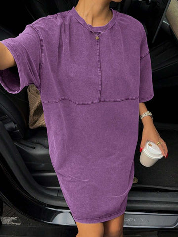 Step out in style with this distressed oversized mini dress that perfectly blends comfort and chic. Its relaxed fit lets you move freely while the edgy distressed details add a playful twist to your look. Whether you're dressing up or keeping it casual, this dress makes effortless style your new go-to.