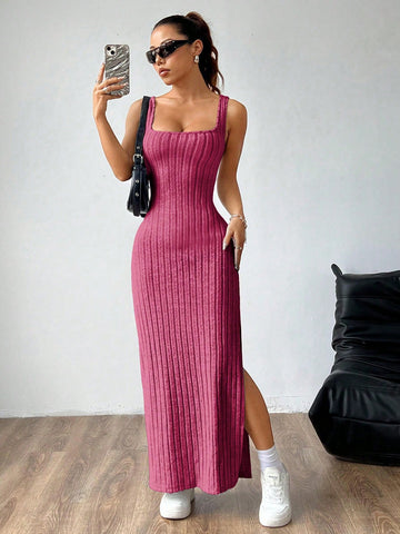Step out in style with our Chic and Elegant Solid Color Backless Split-Thigh Sleeveless Dress. This dress boasts a timeless design that combines chic and elegance, while the solid color and backless style add a touch of boldness. With a split-thigh design and sleeveless cut, it's perfect for any occasion. Enhance your wardrobe with this must-have piece.