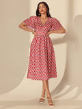 Elevate your wardrobe with this stunning geometric print dress that's equal parts modern and timeless. The bold, eye-catching pattern adds instant personality to any occasion, while the flattering silhouette ensures you'll feel confident and fabulous. Perfect for date nights, celebrations, or whenever you want to turn heads—this dress proves that style doesn't have to be complicated. Slip it on, accessorize, and let the geometric magic do the talking!