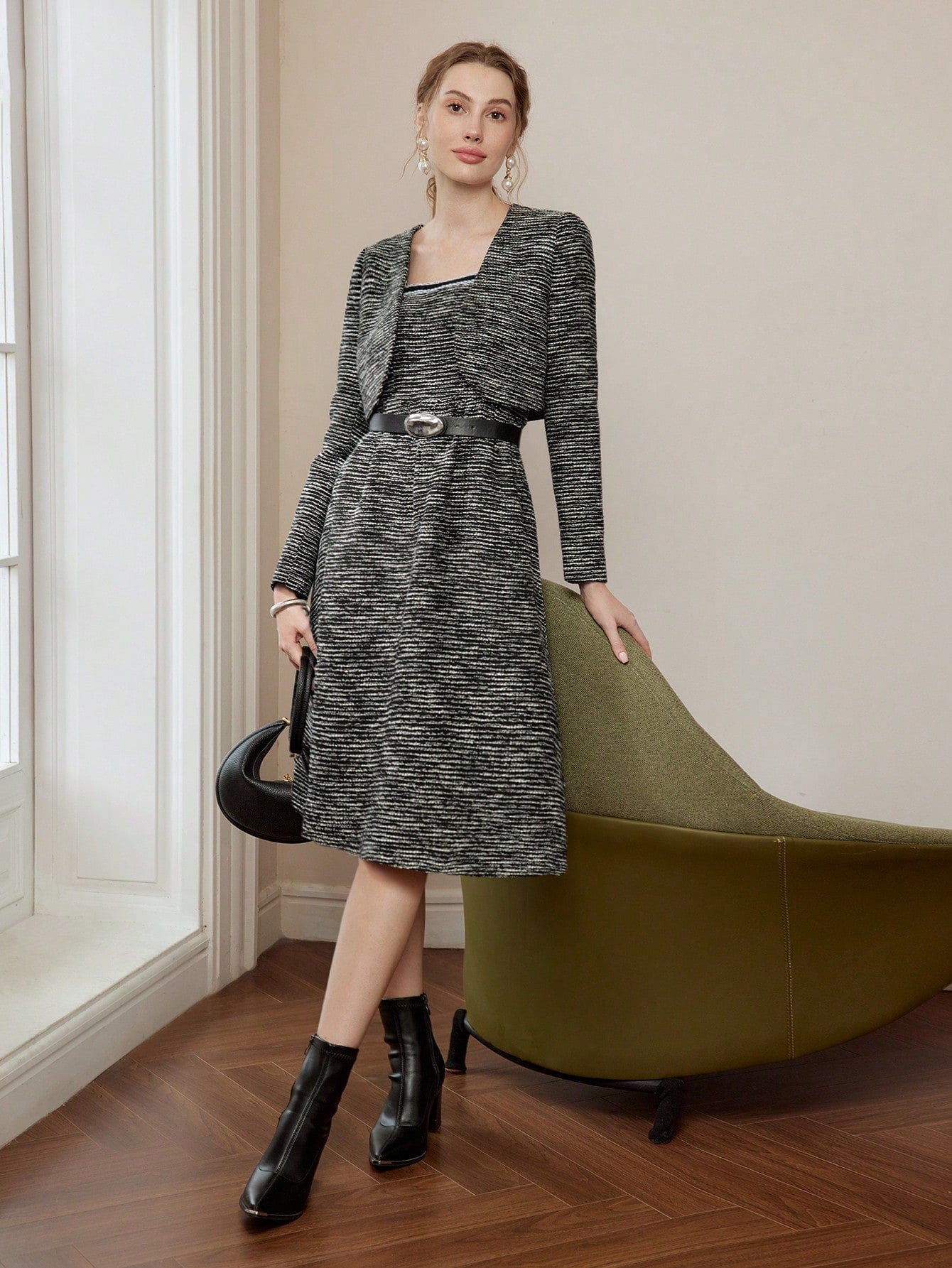 Step out in style with our Chic and Trendy Marled Print Ringer Slip Midi Dress. With its unique print and ringer design, this dress is perfect for any fashion-forward individual. Its slip style allows for effortless movement, while the midi length adds a touch of sophistication. (Belt not included).