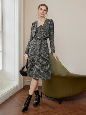 Step out in style with our Chic and Trendy Marled Print Ringer Slip Midi Dress. With its unique print and ringer design, this dress is perfect for any fashion-forward individual. Its slip style allows for effortless movement, while the midi length adds a touch of sophistication. (Belt not included).