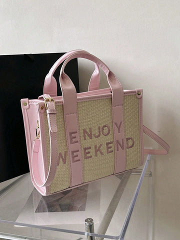 Elevate your style game with our versatile and chic minimalist letter woven tote bag. Crafted with expert craftsmanship and woven using quality materials, this bag is perfect for any occasion. With its stylish design and spacious interior, it's the perfect accessory for any fashion-forward individual.