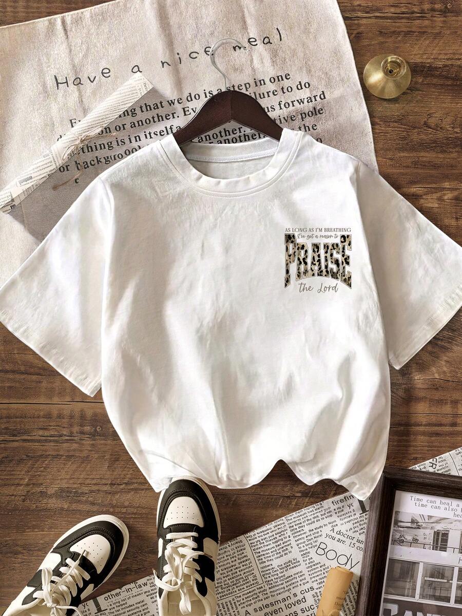 White Christian praise graphic tee front chest print