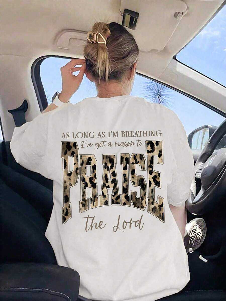 White Christian praise graphic tee front chest print