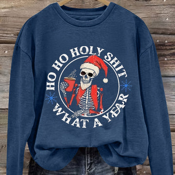 This Christmas Skull Print Long Sleeve T-Shirt offers a unique and festive twist to your casual wardrobe. Made with a comfortable crew neck design, it features a stylish and playful skull print. Show off your holiday spirit with this fun and comfortable piece.