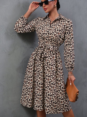 Let out your wild side with our Clasi Leopard Print Belted Maxi Shirt Dress! This stylish and chic outfit is perfect for any occasion and features a flattering belted waist to enhance your figure. With its unique leopard print and maxi length, you'll be the center of attention wherever you go. Rawr!