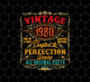 Classic Birthday Gift, Vintage 1980, Born In 1980, Craft To Perfection 1980, Png Sublimation, Digital File
