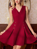 Get ready to make a statement with the Classic Elegance red bodycon tank dress! Its vintage metal buttons add a touch of glam while the body-hugging silhouette flatters your curves. Perfect for all seasons and special occasions, this dress will be your go-to for a classic, elegant look.