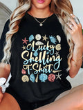 Get your coastal charm on with this Lucky Shelling Casual T-Shirt for all! Perfect for beach lovers and shell collectors alike. Make a statement with this playful, quirky tee. (Warning: May cause sudden urge to collect shells!) 🐚