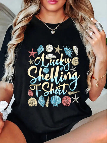 Get your coastal charm on with this Lucky Shelling Casual T-Shirt for all! Perfect for beach lovers and shell collectors alike. Make a statement with this playful, quirky tee. (Warning: May cause sudden urge to collect shells!) 🐚