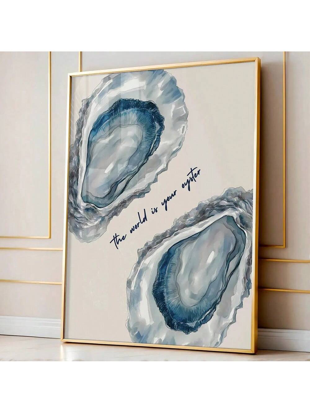 Add some coastal charm to your home with this unframed blue oyster art poster. Perfect for lovers of aesthetic beachy decor, this poster will add a touch of the sea to any room. Hang it up and feel like you're always at the beach!