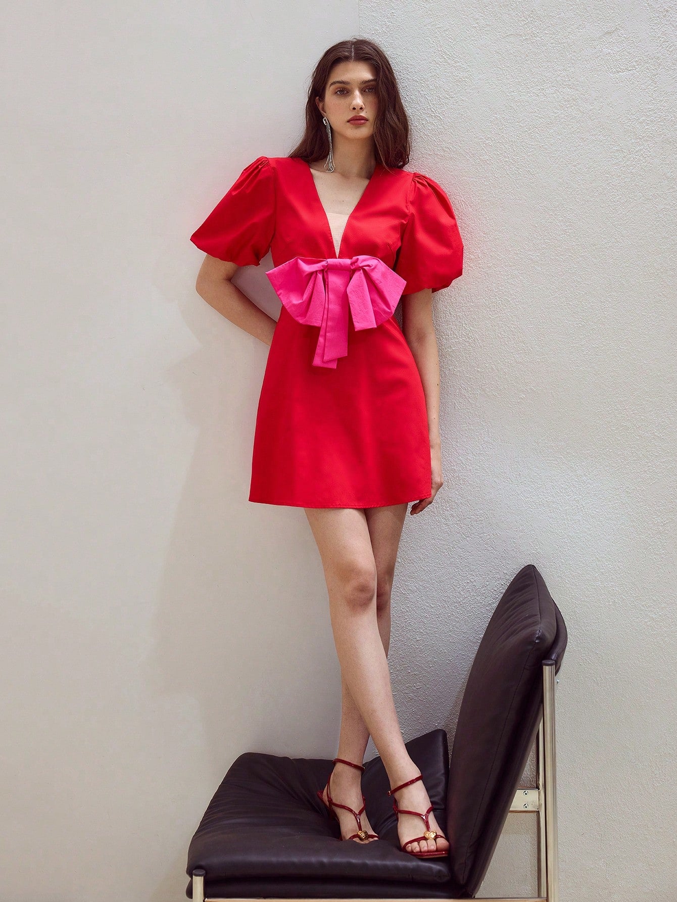 Colorblock Dress with Bow Detail