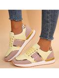 These Colorblock Platform Sneakers offer both style and support. With their slip-resistant design, you can confidently take on any terrain. Plus, the colorblock pattern adds a trendy touch to any outfit. Stay fashionable and safe with these must-have shoes.